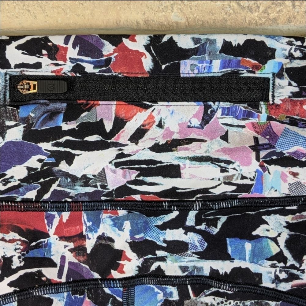 Lululemon Cropped Leggings Abstract Print Size 4 Break Free Abstract High Rise - Picture 6 of 8